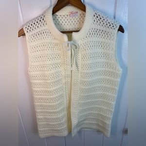 Vintage Marvin KNTG Mills N.Y. Made In USA‎ Knit Crochet Off White Cream S/M